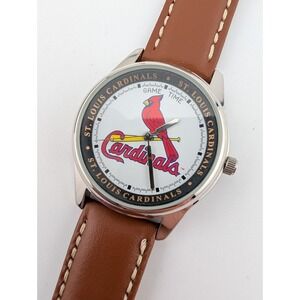 Avon St. Louis Cardinals Game Time Watch Men Leather Band w/ Box- New Battery